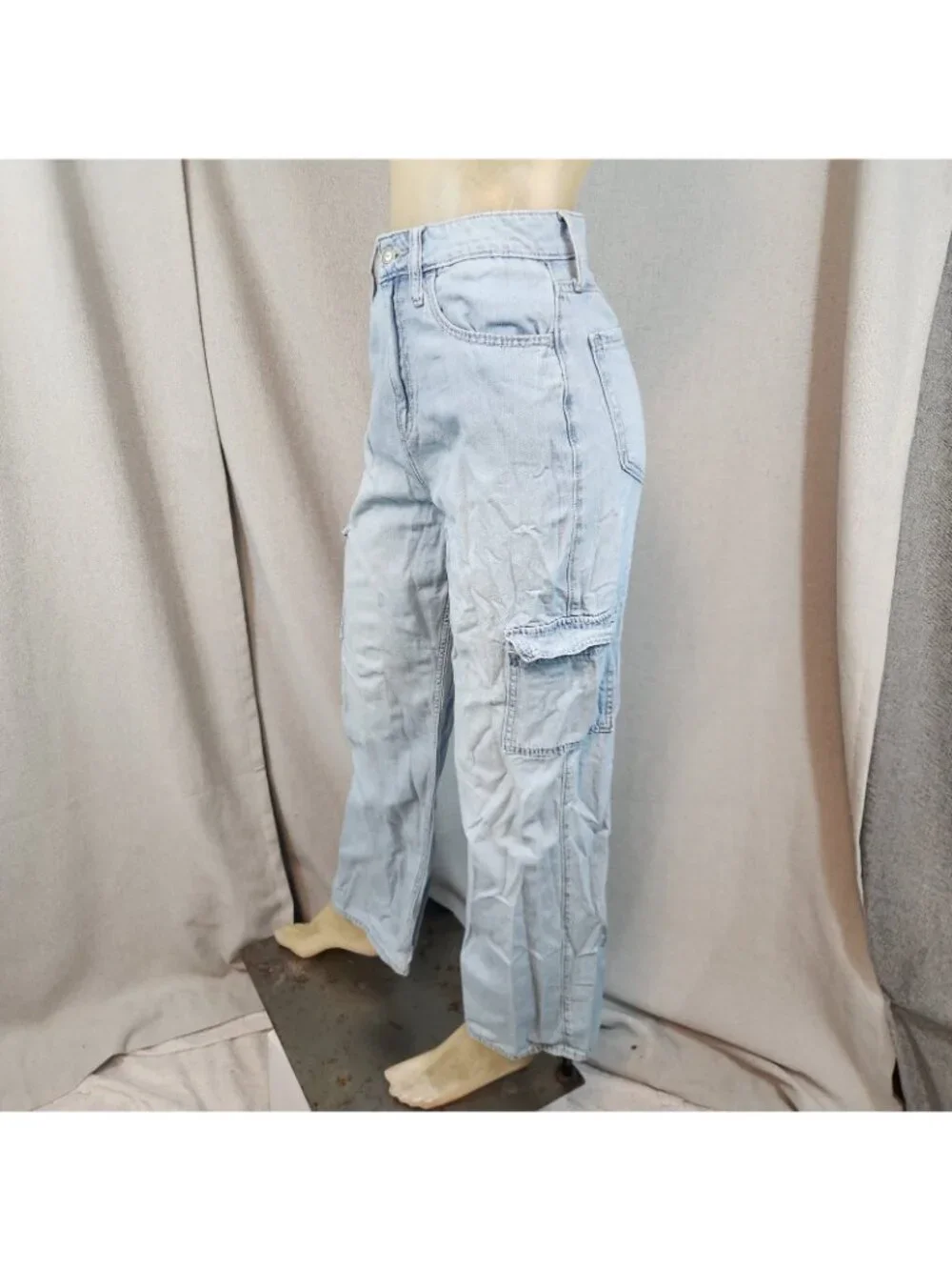 Hollister High Rise Vintg Baggy Light Wash Denim Blue Jean Size 1R / 0R 25 Wx 29 - Picture 8 of 9